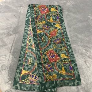 Vintage Ginnie Johansen green silk scarf crown and belt